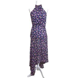 Veronica Beard Floral Silk Leia Dress Halter Asymmetrical Pink Blue Women Size 4